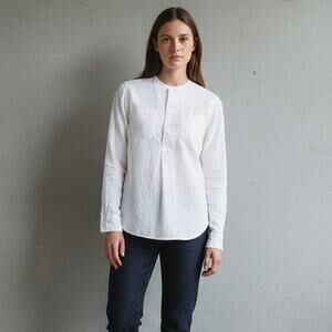 Engineered Garments FWK 1/2 Button popover Shirt in White Cotton Women's Sz 1